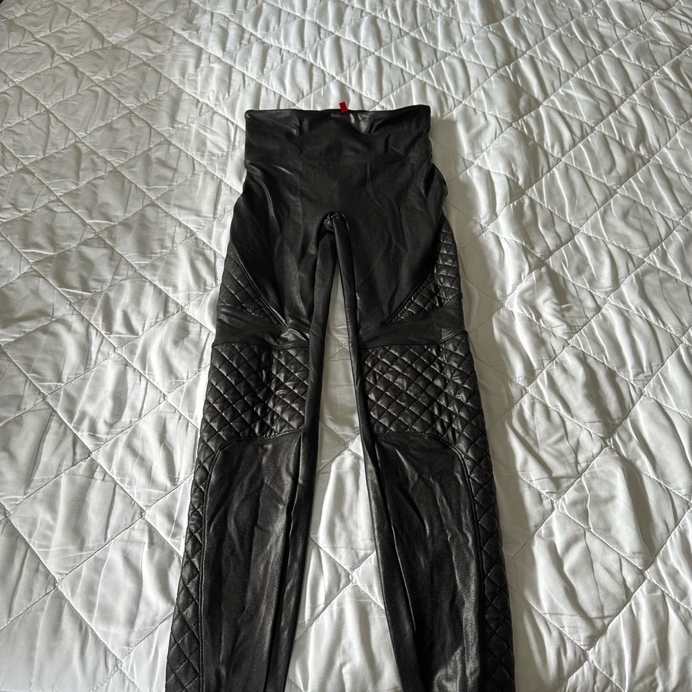 SPANX motto Black Faux Leather Leggings